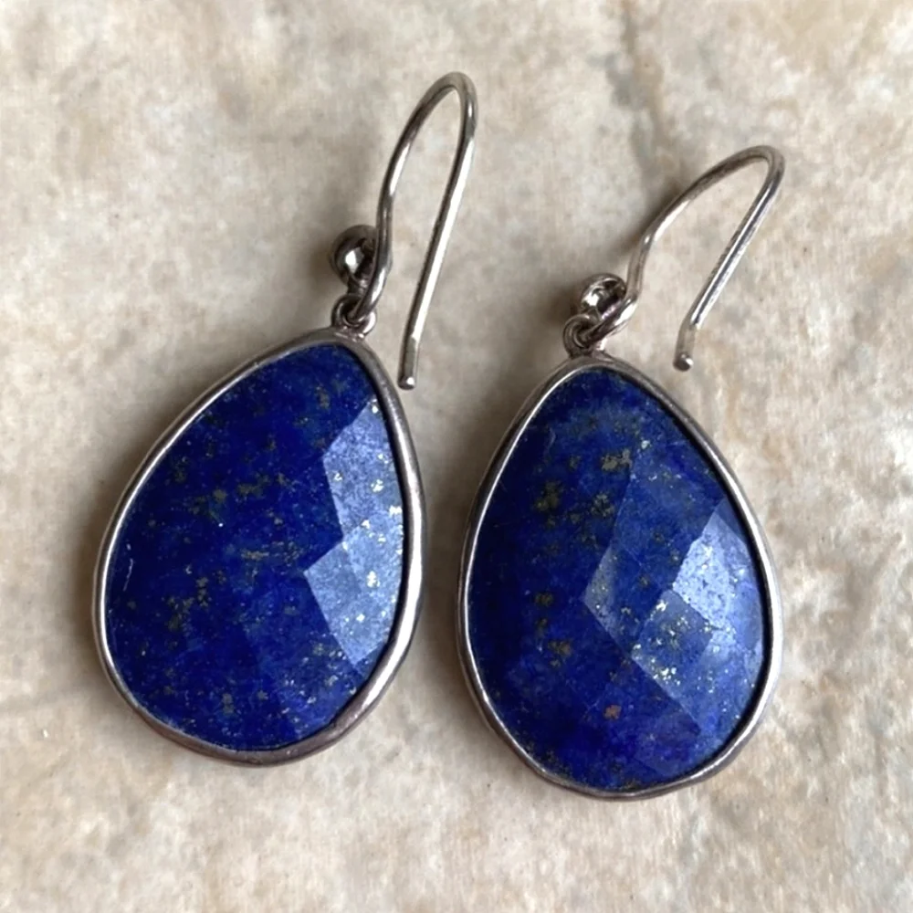 Silpada 925 Sterling ‘Twilight Drop’ Lapis Lazuli & CZ Teardrop Earrings